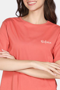 Zivame 2 Mile Fashion Knit Cotton Loungewear Set - Burnt Sienna — thumbnail 6